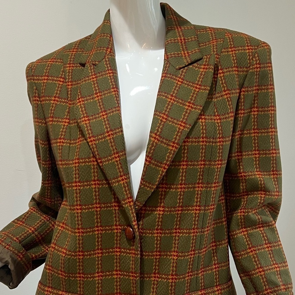 Vintage Les Copains Wool Cashmere Plaid Blazer Jacket - Picture 3 of 11